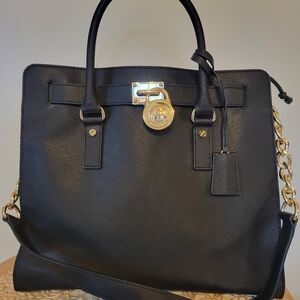 Michael Kors Black Leather Tote Bag